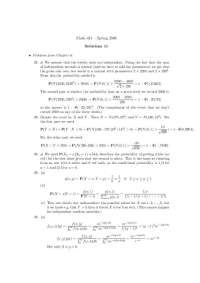 Probability Distributions: Solutions for Math 431, Spring 2008 - Prof. Benedek Valko