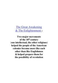 The Great Awakening and The Enlightenment - Notes | His 105