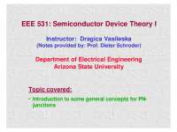 PN - Junctions - Semiconductor Device Theory I - Lecture Slides | EEE 531