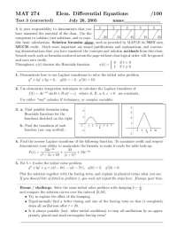Elementary Differential Equations: Test 3 Solutions (Part 1)