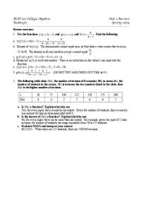 Practice Questions for Exam 2 - College Algebra | MAT 117