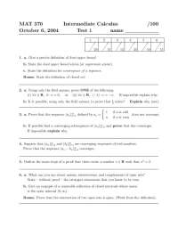 Intermediate Calculus Exam 1 - MAT 370