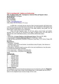 Thesis on the Contemporary American Film and Popular Functions | FMS 340