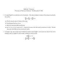 2 Question for Assignment - Vibration of Continuous System | MAE 415
