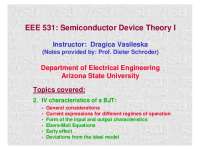 IV Characteristics of a BJT and General Considerations - Slides | EEE 531