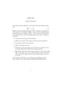 Parachute Worksheet - Modern Differential Equations | MAT 275