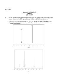 Problem Set 4 with Answer Key - General Organic Chemistry I | CHM 233