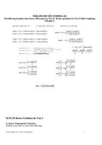 Review Problems with Answer of Precalculus - Exam 3 | MAT 170