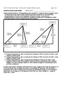 Triangulating your Position - Project - Summer 2007 | MAT 170
