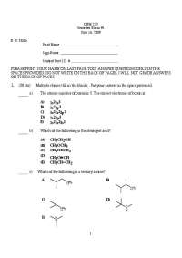 Exam 1 - General Organic Chemistry I - 2009 | CHM 233
