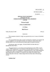 Final Exam with Solution for Trade Secrets and Restrictive Covenants | LAW 691