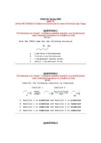 Quiz Questions for CHM 234, Spring 2009 - Reactions and Grignard Reagents