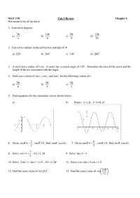 Test 3 with Review for Precalculus | MAT 170