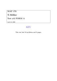 Old Test 3 Form A with Answer Key - Precalculus | MAT 170