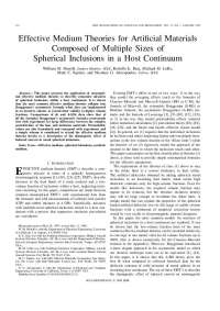 Effective Medium Theories for Artificial Materials Composed of Multiple Size of Spherical Inclusions in the Host Continuum | THE 100