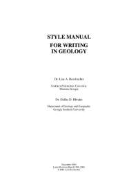 Style Manual for Writing in Geology - Thesis | THE 320