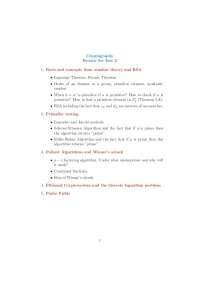 Cryptography Review: Number Theory, RSA, Primality Testing, Pollard & ElGamal Algorithms, 