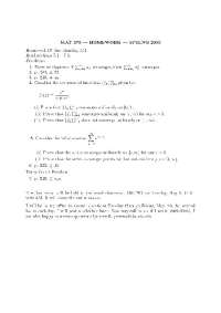 Homework Questions - Intermediate Calculus | MAT 370