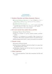 Review Sheet for Exam - Cryptography | MAT 447