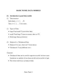 Basic Panel Data Models - Lecture Notes | ECN 726
