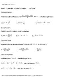 MAT170 Review Problems for Test 1 - Fall 2006