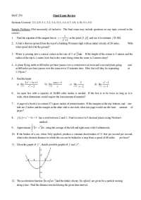 Final Exam Review | Calculus with Analytic Geometry I | MAT 270