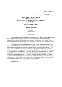 International Intellectual Property, Model Answer - Fall 2004 | LAW 691