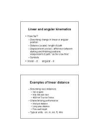 Lecture Slides of Biomechanics - Speed, Velocity, Acceleration | KIN 335
