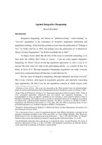 Against Integrative Bargaining - Research Methods | THE 500 (SEM)