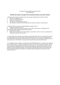 Economics Problem Set: Neo-Classical Economics and Labor Markets - Prof. Keith Bender