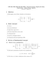 Numerical Linear Algebra for Data Exploration: Lecture Notes (Fall 2007)