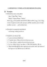 Seemingly Unrelated Regressions Review Sheet | ECN 726