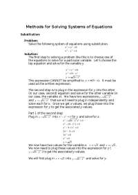 Methods for Solving Systems of Equations: Substitution, Graphing, and Elimination