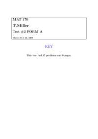 MAT 170 Test Solutions - Spring 2009