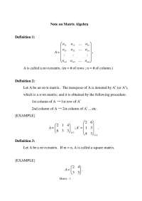 Notes on Matrix Algebra - Introduction to Econometrics | ECN 425