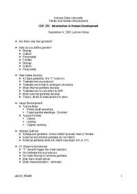 Lecture Notes on Human Development: Understanding Gender and Sexual Anatomy