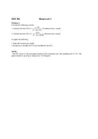 Homework 2: EEE 304 - Transfer Function Analysis and Discrete-Time Systems