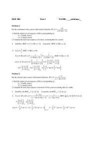 Test 1 with Solutions - Signals and Systems II | EEE 304