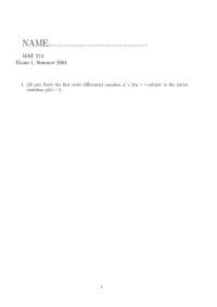 4 Questions with Answers on Elementary Differential Equations - Exam 1 | MAT 274