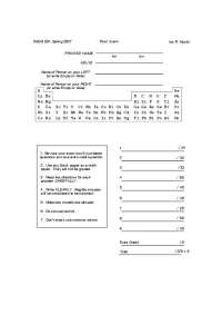 Final Test Questions for General Organic Chemistry II - Spring 2007 | CHM 234