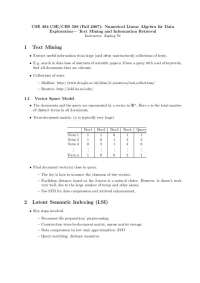 Numerical Linear Algebra for Data Exploration| Text Mining and Information Retrieval | CBS 598