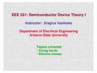 Energy Bands, Effective Masses - Semiconductor Device Theory I | EEE 531