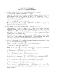 Sample Solutions for MATH 731 Final: Group Theory, Representations, Field Extensions