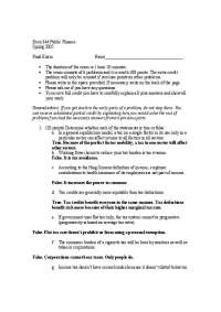 Final Exam with Answer Key - Public Finance | ECON 344