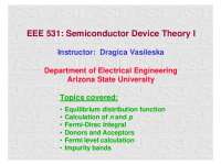 Semiconductor Device Theory I: Equilibrium Distribution & Carrier Concentration