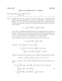 Homework 9 Solutions - Electricity and Magnetism I - Fall 2005 ...