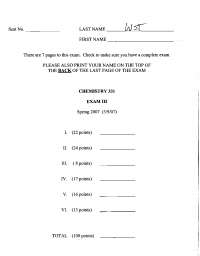 Organic Chemistry I - Solution Manual for Exam 3 | CHEM 331 - Docsity