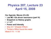 Waves - General Physics - Lecture Notes | PHYSICS 207 - Docsity