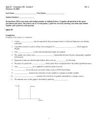 Quiz 3 with Answer Key - Principles of Microeconomics | ECON 101 - Docsity