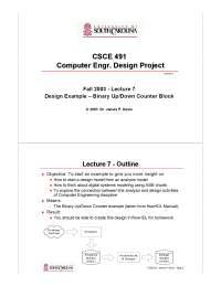 Design Example - Binary Up/Down Counter Block - Slides | CSCE 491 - Docsity